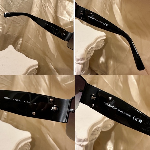 Chanel 4117 Rimless Crystal Rhinestone CC Y2K Sunglasses Black Silver Hue - Picture 11 of 16